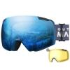 OutdoorMaster Heron Ski Goggles with 2 Lens, Frameless, Magnetic Interchangeable HD Toric Lens, OTG Snowboard Goggles(BlueFrame RevoBlue Vlt 16% + YellowLens) view 1
