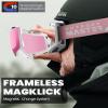 OutdoorMaster Heron Ski Goggles with 2 Lens, Frameless, Magnetic Interchangeable HD Toric Lens, OTG Snowboard Goggles(WhiteFrame Pink Vlt 46% + SilverLens) view 4
