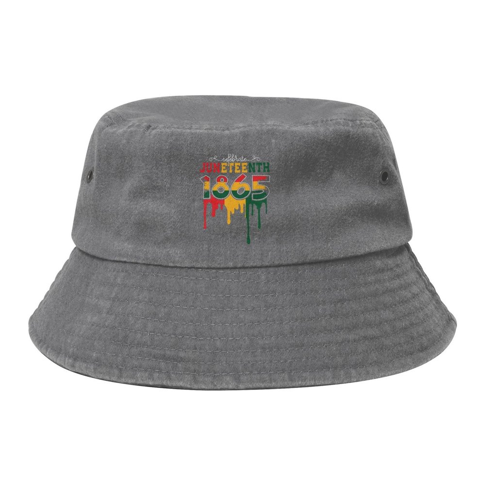Celebrate Juneteenth 1865 Bucket Hat for Women Men Outdoor Sun Hat Summer Beach Travel Fishing Cap Gray