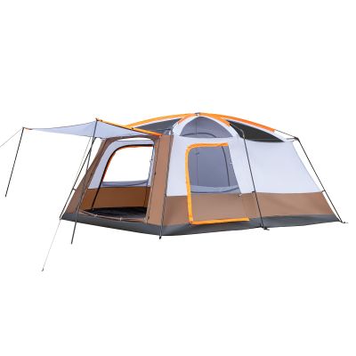 12 Person Camping Tent, Family Size Tent with Mesh, Rainfly, Large Camping Tent Easy Setup Wind and Water Resistant Family Tents for Camping, Picnic, Camp, Instant Cabin Tent Army Brown and Grey
