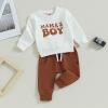 LIOMENGZI Toddler Baby Boy Fall Winter Clothes Outfits Mamas Boy Sweatshirt Pants Set Infant Clothes 6 12 18 24 Months 2T view 3