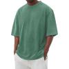 WENKOMG1 Cotton Shirt for Men Summer Washed Crew Neck Casual Pullover Short Sleeve Loose Fit Baggy Style Tee Shirts, Polo Shirt for Men T Shirts Mens Golf Shirts Hawaiian Shirt(Dark Green,3X-Large) view 1