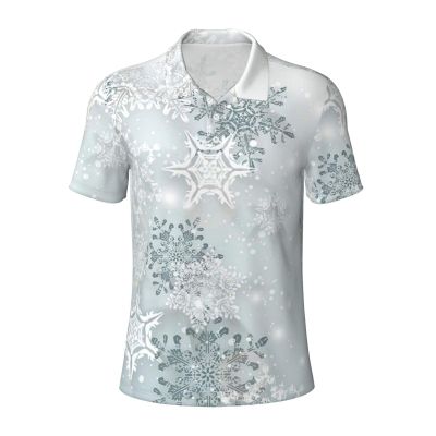 Crystal Snowflake Winter Men's Short Sleeve Polo Shirt Summer Tee Shirts Fashion Casual Golf Shirts