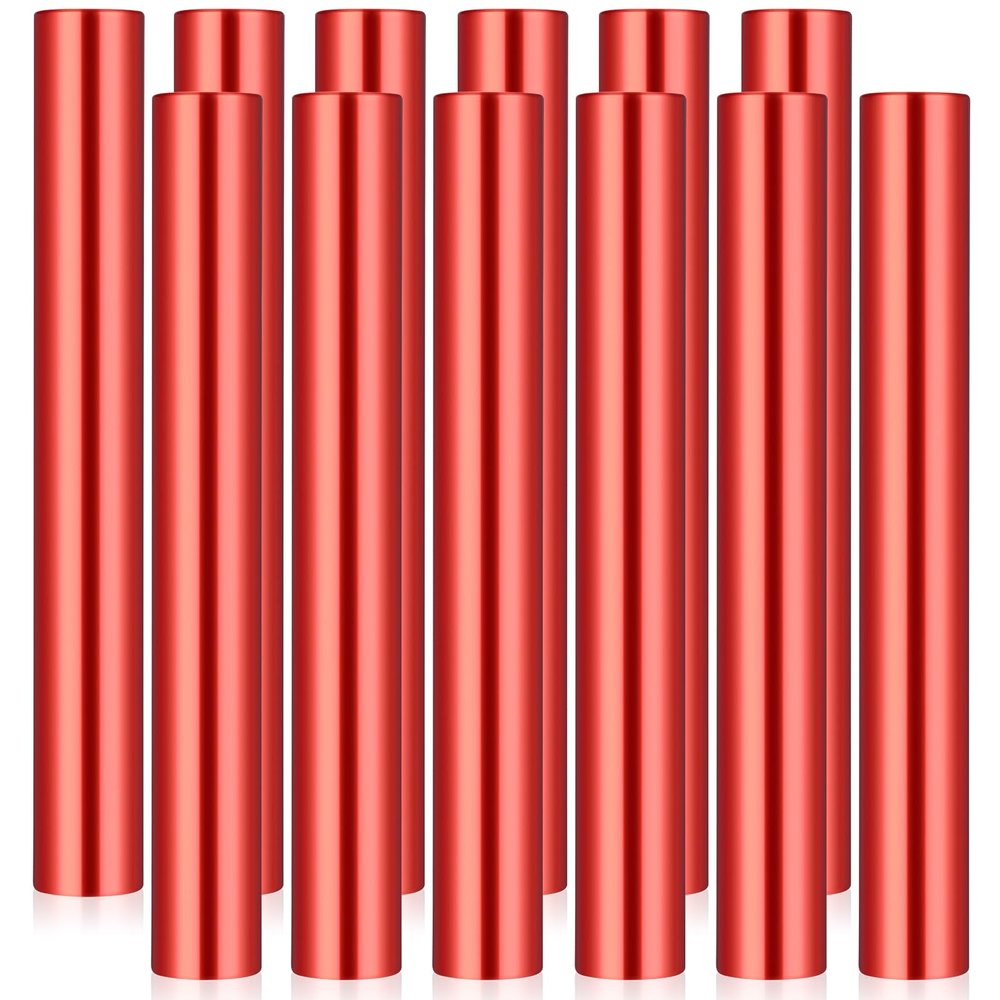 Hanaive 12 Pieces Relay Baton Sports Aluminum Track Baton Field Race Equipments for Running Race Team Corrosion Resistant for Students Office Clark Running Outdoor Field Race Tools(Red)