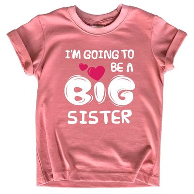 Big Sister Shirt I'm Going to Be A Big Sister New Announcement Toddler Shirts Girl Promoted Outfit Baby Girls Heart tee (US, Age, 7 Years, Mauve)