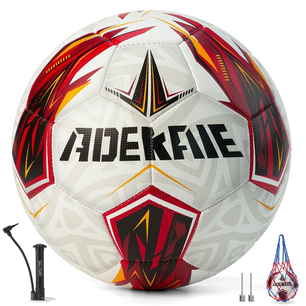 adekale Soccer Ball Size 5 for All Age Indoor Outdoor Practicing, PU Official Size Soccer Ball, Soccer Gift for Boys Girls Youth Adults College Team, Ideal with Pump and Carry Net