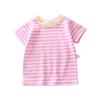 Toddler Baby Boys Girls Striped Color Block Short Sleeve T Shirts Kids Casual Crewneck Shirt Summer (Pink, 6-12 Months) view 1