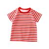 NineFit Basics Toddler Baby Boys Girls Striped Color Block Short Sleeve T Shirts Kids Casual Crewneck Shirt Summer (Red, 6-12 Months) view 1
