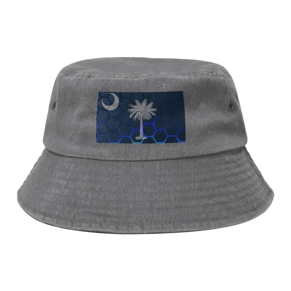 Flag of South Carolina Bucket Hat for Women Men Outdoor Sun Hat Summer Beach Travel Fishing Cap Gray
