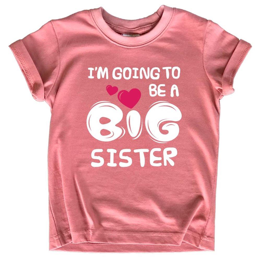 Big Sister Shirt I'm Going to Be A Big Sister New Announcement Toddler Shirts Girl Promoted Outfit Baby Girls Heart tee (US, Age, 18 Months, Mauve)