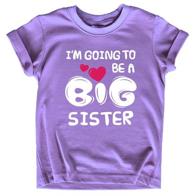 Big Sister Shirt I'm Going to Be A Big Sister New Announcement Toddler Shirts Girl Promoted Outfit Baby Girls Heart tee (US, Age, 12 Months, Purple)