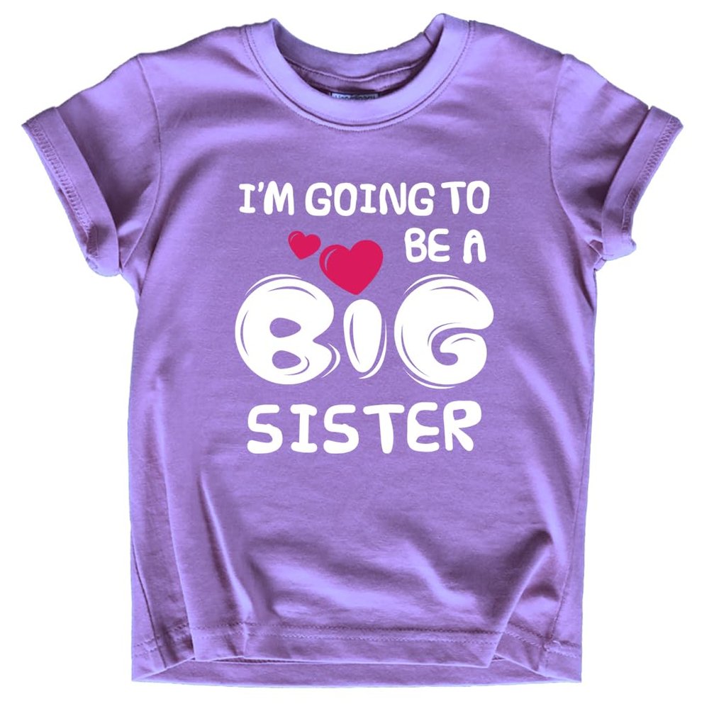Big Sister Shirt I'm Going to Be A Big Sister New Announcement Toddler Shirts Girl Promoted Outfit Baby Girls Heart tee (US, Age, 12 Months, Purple)