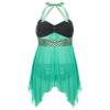 Agoky Womens Mermaid Swimdress Swimsuits Two Piece Bathing Suits Hater Neck Swim Dress with Briefs Turquoise Small view 4