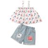 Baby Girls 4th of July Sleeveless Outfit 2pc Ruffle Top+Ripped Denim Shorts Toddler Independence (White, 3-4 Years) view 1