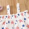 Baby Girls 4th of July Sleeveless Outfit 2pc Ruffle Top+Ripped Denim Shorts Toddler Independence (White, 3-4 Years) view 4