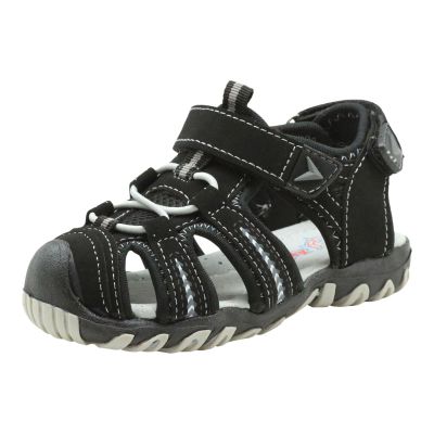 Egmy Children's Boys And Girls' Sport Water Sandals Closed-Toe Outdoor Soft Sole Sports Beach Sandals Non Slip Athletic Shoes (Black, 12.5 Little Child)
