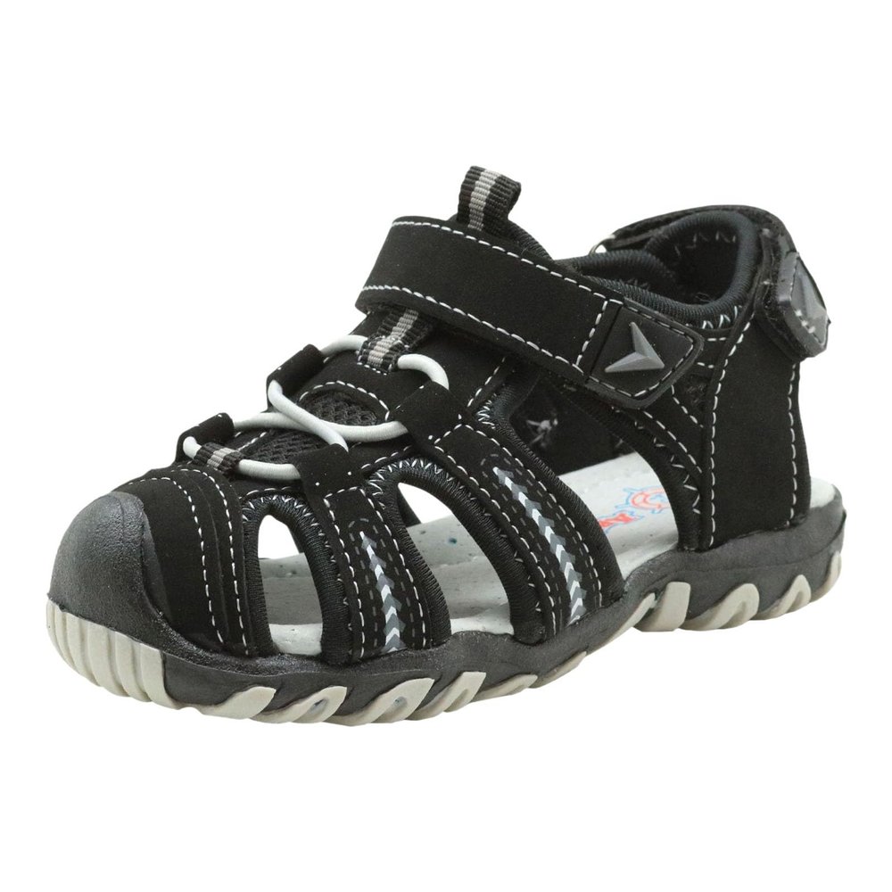 Egmy Children's Boys And Girls' Sport Water Sandals Closed-Toe Outdoor Soft Sole Sports Beach Sandals Non Slip Athletic Shoes (Black, 12.5 Little Child)
