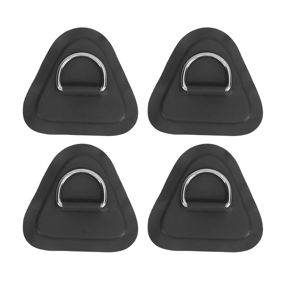 4 Pcs Stainless Steel D Ring Patch,Multi Function D Ring Pad for PVC Inflatable Boat Canoe Raft Dinghy Kayak Surfboard Paddle Board (Black)
