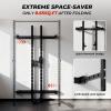 Mikolo 2" x 2" Folding Wall Mounted Squat Rack, 1000 Pounds Capacity Power Rack with Safety Catches, Pull Up Bar, J Hooks and Landmine Attachment, Space-Saving Home Gym(Black view 3