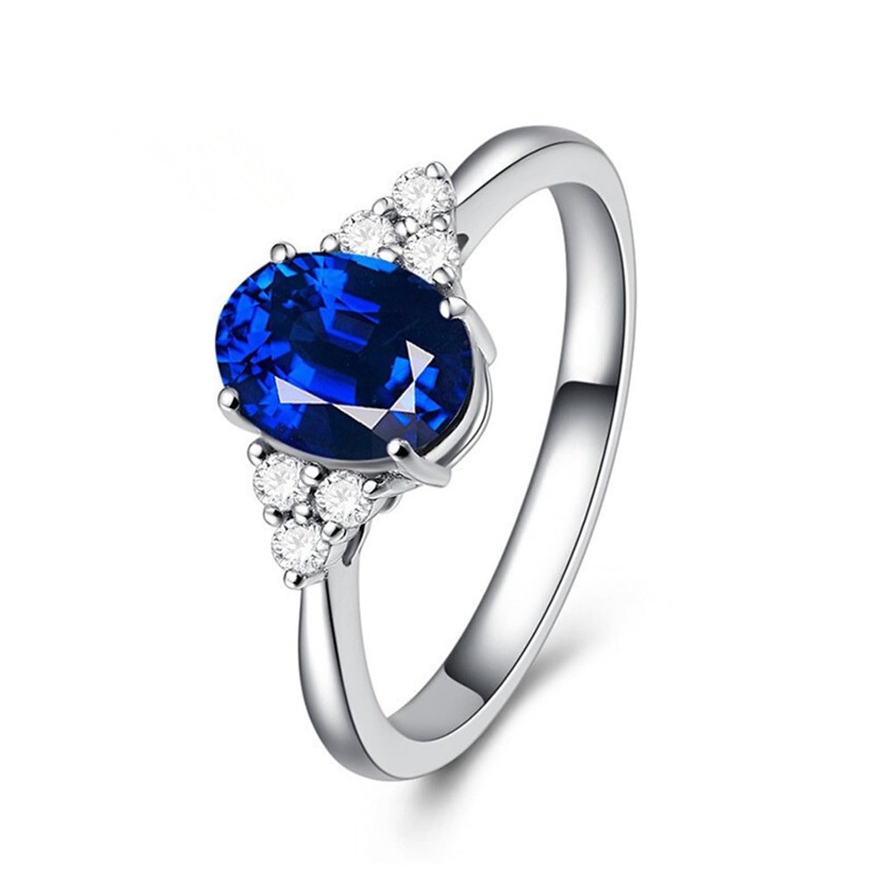 SJKTOJWC Blue Fashion Simulated Emerald Gemstone Diamond Ring Women's Retro Open Green Jasper Ring Red Bracelet (Color : Blue_Adjustableopening)