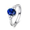 SJKTOJWC Blue Fashion Simulated Emerald Gemstone Diamond Ring Women's Retro Open Green Jasper Ring Red Bracelet (Color : Blue_Adjustableopening) view 1