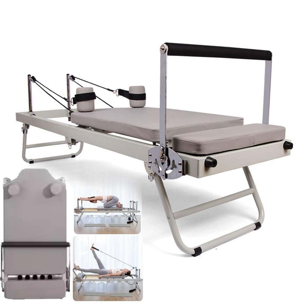 RNQZ Foldable Pilates Machine Equipment for Home Foldable Reformer Pilates for Beginner and Intermediate Users