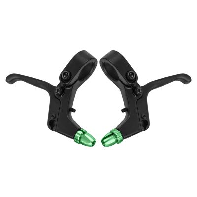 Drhomeam 2pcs 2 Fingers Bicycle Brake Levers, Aluminum Alloy Bicycle Brake Handles Compatible with for Kid Bike for Most Bicycles, Road Bikes (Green)