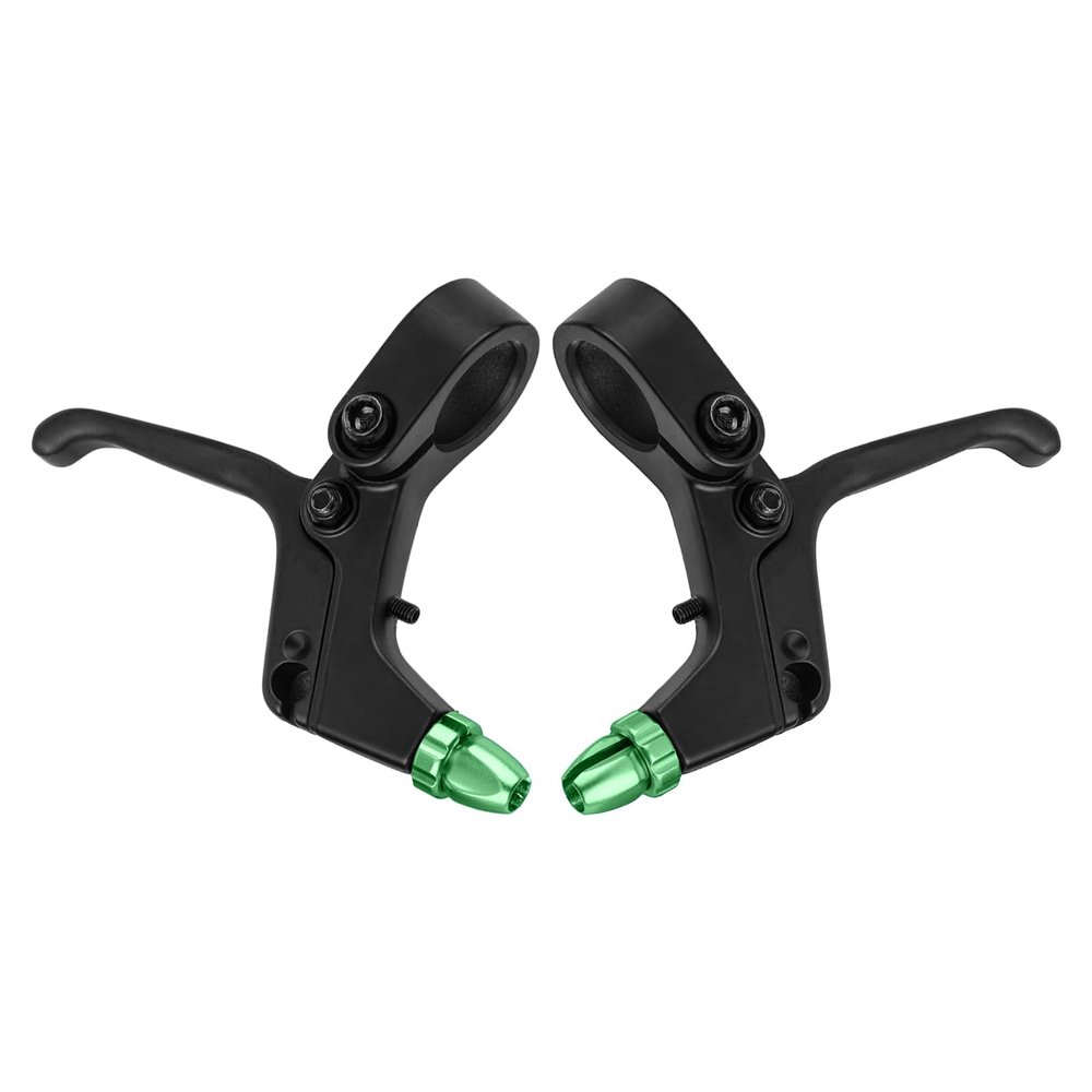 Drhomeam 2pcs 2 Fingers Bicycle Brake Levers, Aluminum Alloy Bicycle Brake Handles Compatible with for Kid Bike for Most Bicycles, Road Bikes (Green)