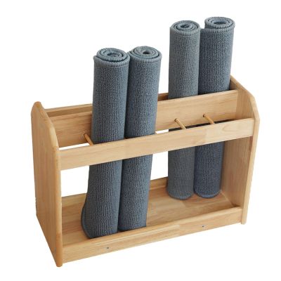 CMYUN Yoga Mat Holder Wood Yoga Mat Basket Floor, Yoga Mat Storage Bin for Foam Roller Dumbbell Kettlebells, Home Gym Yoga Mat Holder/Workout Storage Rack
