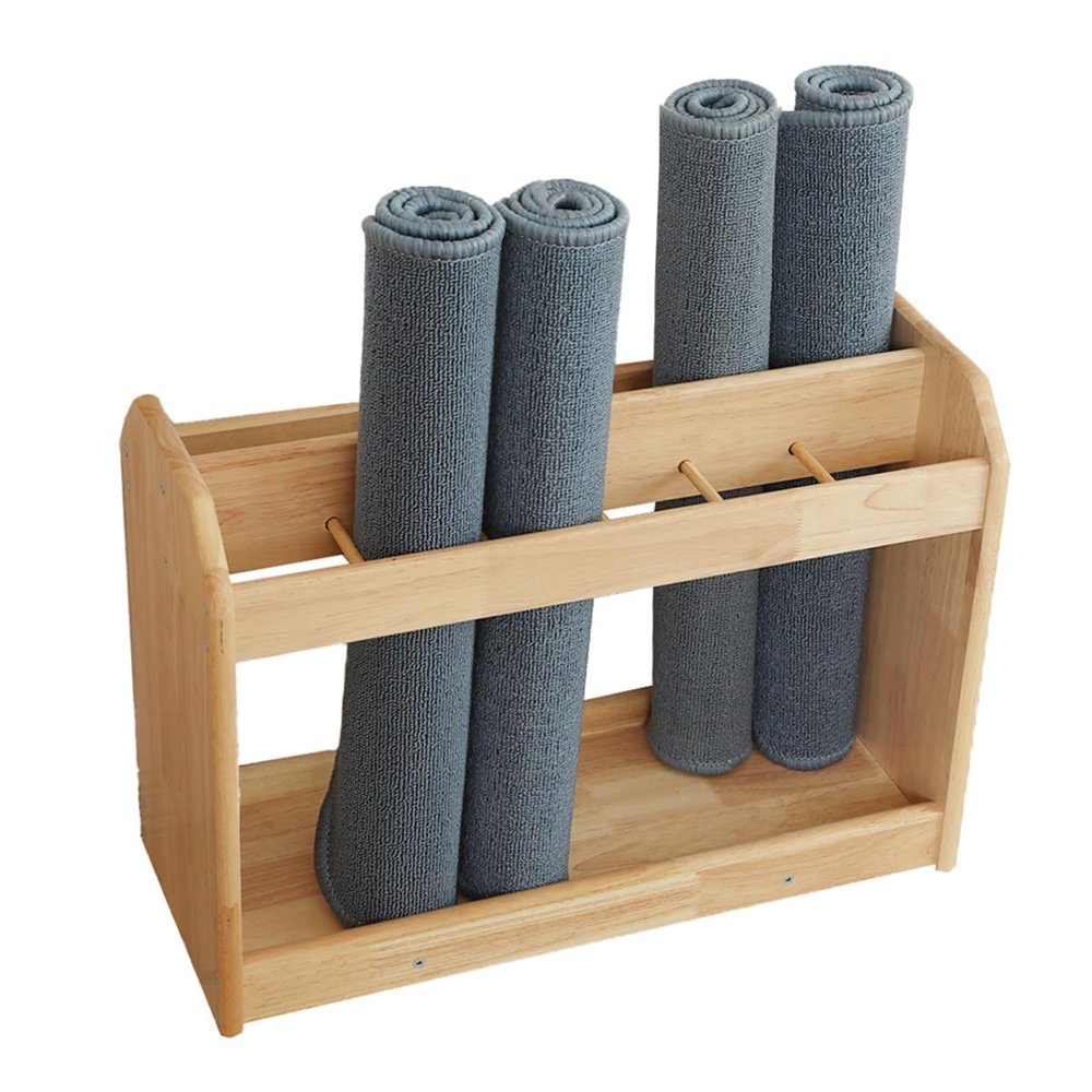 CMYUN Yoga Mat Holder Wood Yoga Mat Basket Floor, Yoga Mat Storage Bin for Foam Roller Dumbbell Kettlebells, Home Gym Yoga Mat Holder/Workout Storage Rack