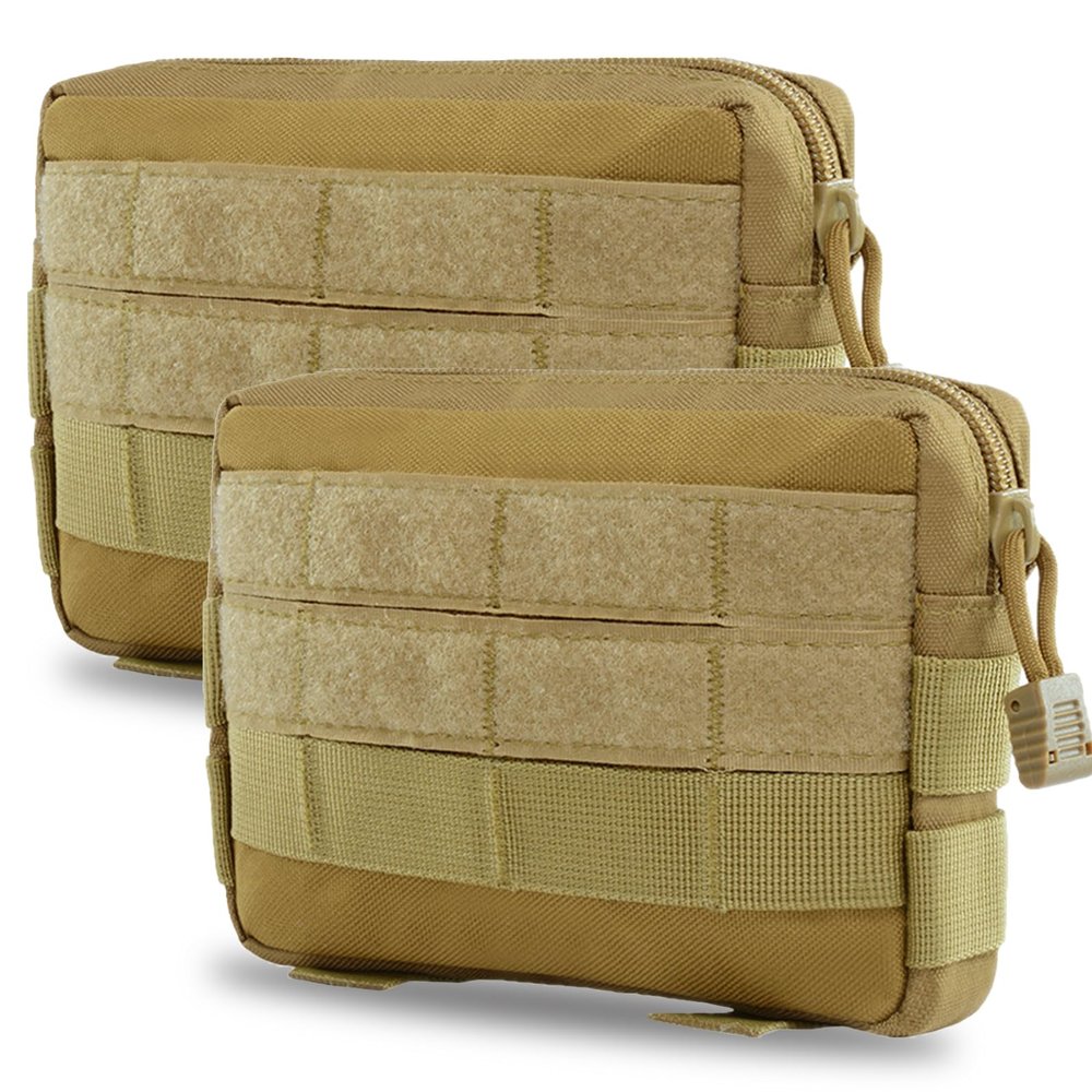 2 Pack Molle Pouches,Molle Admin Pouch,Small Molle Pouch for Tactical Vest Accessories,Tactical Pouch,Utility Gadget Organizer Tool Bag (01-Coyote Brown)