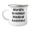 World's Greatest Medical Assistant Camping Mug | Funny Medical Assistant Gifts for Father's Day | 12oz Stainless Steel Enamel Finish, Gifts from Daughter, Son, Wife, Husband view 1