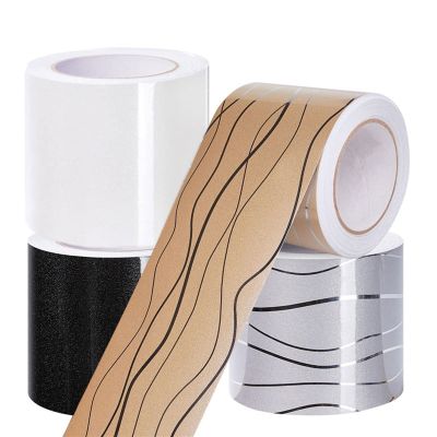 Decorative wallpaper waistline Self Adhesive Wall Edging Strip PVC Wall Panels Stick Ceiling Border Door Frame Waist Line Interior Decoration(Color : Gold Wave, Size : 8cm(W) X5m(L ( Color : Gold Wa