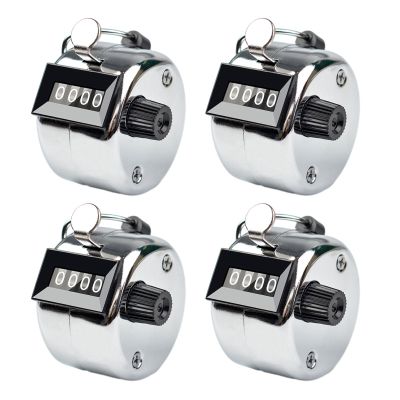 LOXGO Handheld Tally Counters 4-Digits Number Count Clickers Counter Coaching Hand Mechanical Counter Clickers Counter Mechanical Counter, silver metal