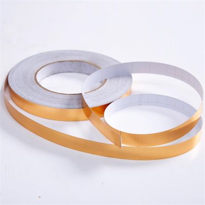 TTKmlGsD Decorative Wallpaper Waistline 164ft Self Adhesive Wall Edging Strip Waterproof Ceiling Border Door Frame Waist Line Interior Decoration (Color : Brushed Gold, Size : W: 1.5cm)