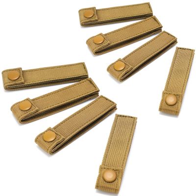 Molle Straps with Snaps 4 inch 6 inch, Tactical Molle Strap with Button Molle Panel Straps, Military Backpack Molle Accessories Snap Strap, Small Outdoor Molle Connectors (Coyote, 4 inch - 8 PCS)