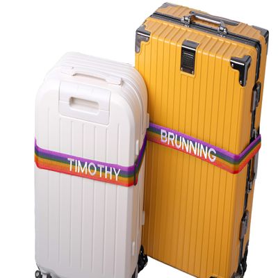 Custom Luggage Straps for Safe Travel - Personalized Embroidered Suitcase Belts, Unique Presents for Frequent Flyers, Business Travelers, and Vacationers - 11 Colors, Adjustable 97cm-180cm (Rainbow)