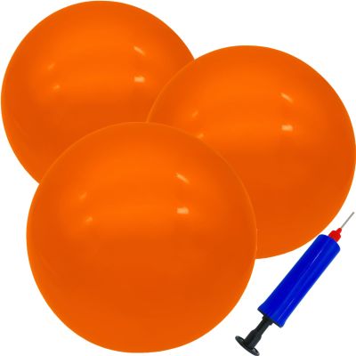 GCQJOQ 3 Pcs 9 Inch Inflatable Bouncy Balls with Hand Air Pump for Indoor Outdoor Play Balls (Orange)