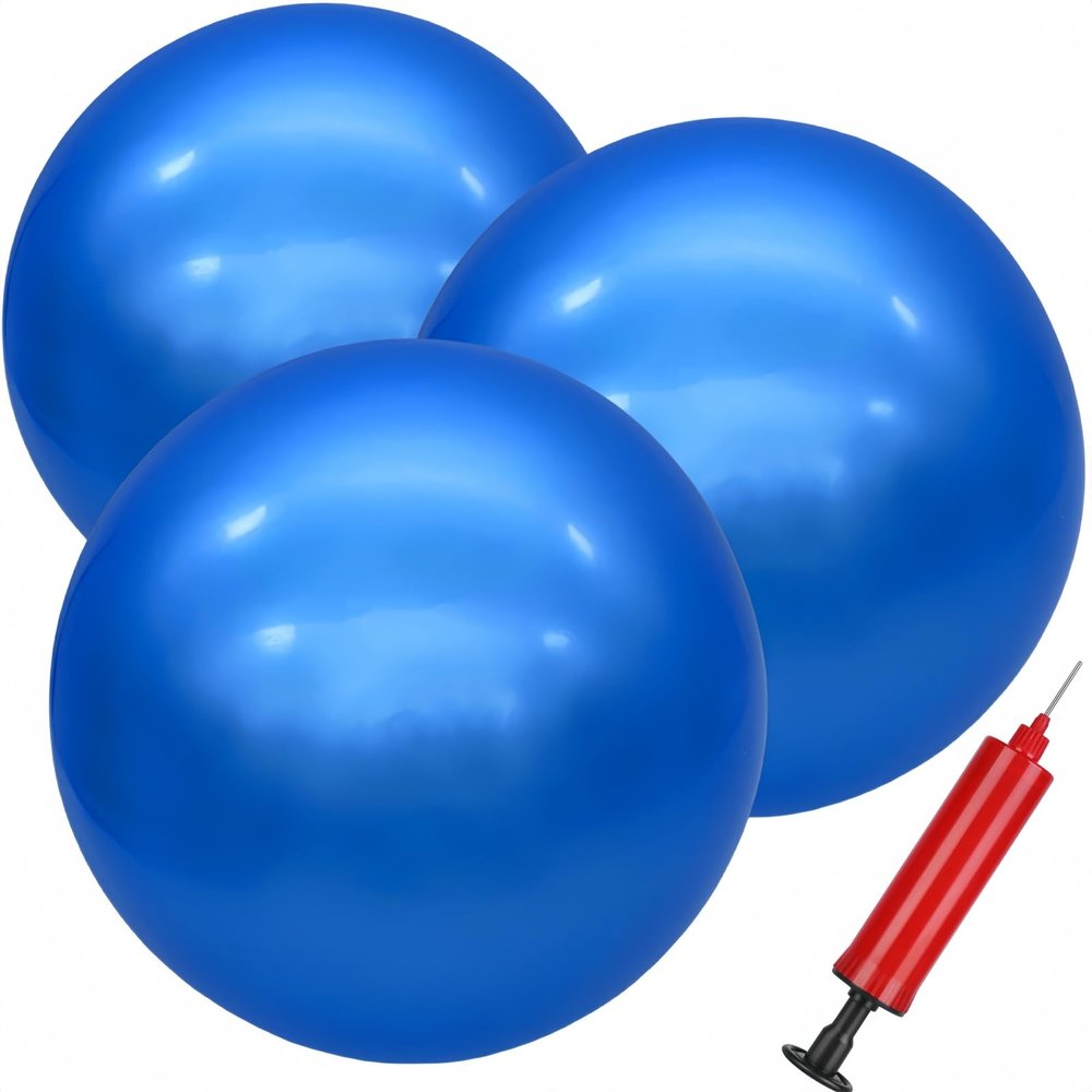 GCQJOQ 3 Pcs 9 Inch Inflatable Bouncy Balls with Hand Air Pump for Indoor Outdoor Play Balls (Blue)
