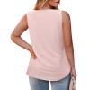 Akklian Womens Fashion Summer Tank Tops for Women Loose Fit Pleated Square Neck Sleeveless Tops Flowy Fashion Eyelet Embroidery Cami XL-5XL Pink view 4
