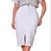 Anagrom Denim Premium Stretch Skirt Midi High-Waist and Bellow The Knee with Front or Side Slit Regular and Plus Size (US, Numeric, 18, Plus, Regular, White (Front Slit))