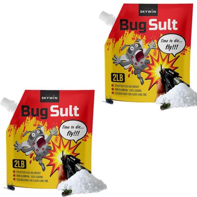 Skywin Fly Shooter Refill Salt  2 lbs Each (2 Pack), Large Grain Salt Shooter for Enhanced Impact with Anti-Caking Formula, Easy Pour Spout for Fast Loading