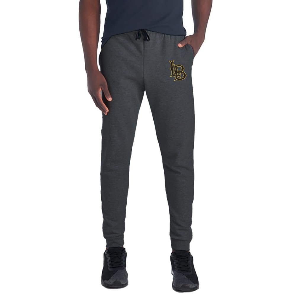 Campus Lab California State University, Long Beach Primary Logo Hip Print Unisex Jogger Sweatpants with Pockets for Men and Women, Charcoal, Large