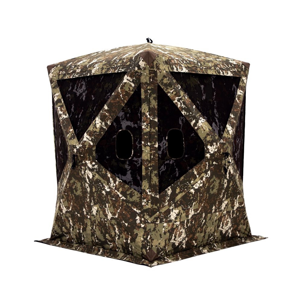 Barronett Blinds Big Mike Heavy-Duty, Portable Hunting Blind, Tall Hub Blind, 600 Denier Fabric, Shoot While Standing, Crater Harvest, 80 x 75 x 75, BMHD300CH