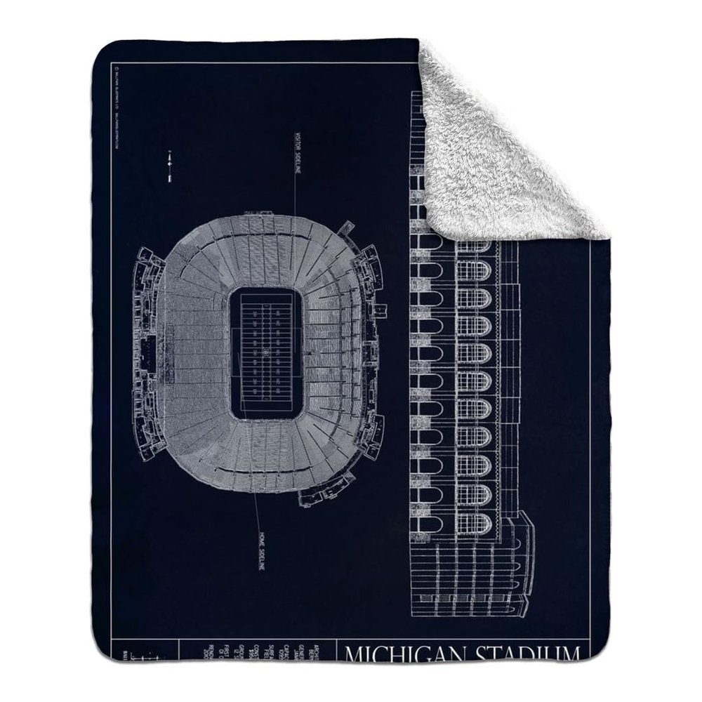 Ballpark Blueprints Michigan Stadium Sherpa Fleece Stadium Blanket (50x60)