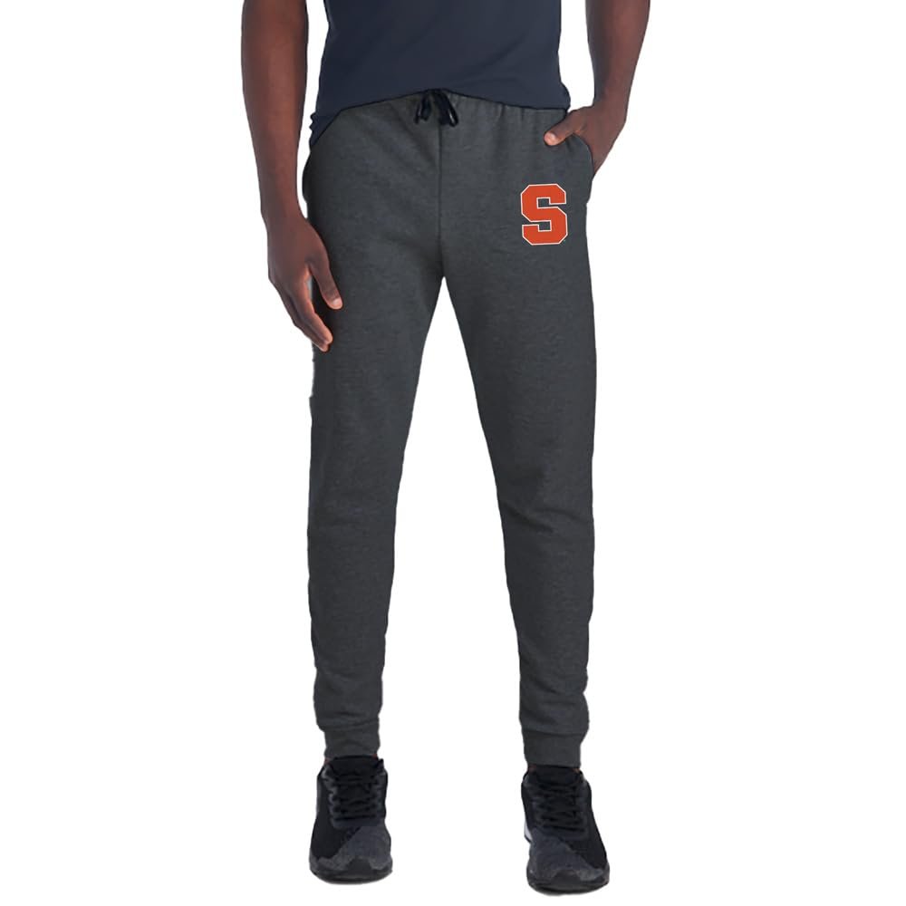Campus Lab Syracuse University Primary Logo Hip Print Unisex Jogger Sweatpants with Pockets for Men and Women, Charcoal, X-Large