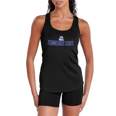 Tennessee State University Italic Name Collegiate Women's Sport Active Racerback Tank Top, Black, Small