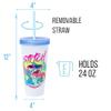 Silver Buffalo Disney Lilo and Stitch Tropical Character Poses 4 Pack Color Changing Plastic Tumbler with Lid and Reusable Straw, 24 Ounce view 3
