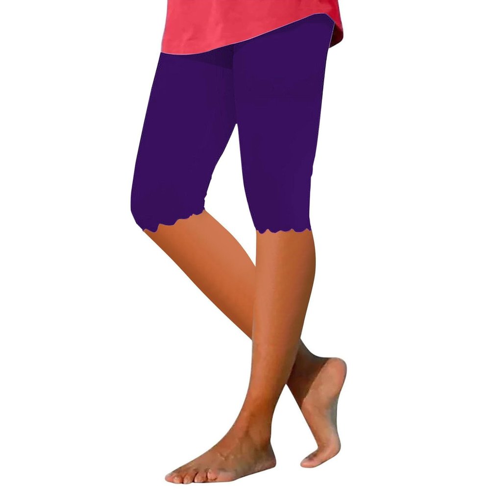 AMIMOJY Prime Try Before You Buy Women Jean Capris for Women High Waisted Tummy Control Stretch Tight Leggings 2024 Summer Knee Length Yoga Capris Compression Leggings for Women, XX-Large, 03-purple