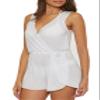 BECCA Women's Standard Breezy Basics Romper, V-Neck, Casual, Beach Cover Ups, White view 2